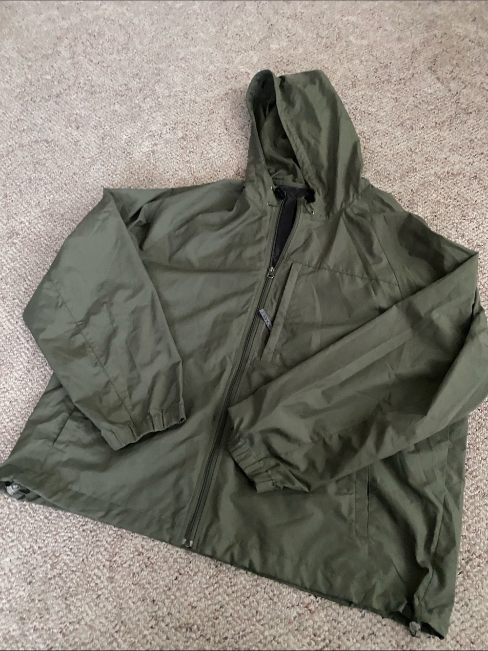 Eddie Bauer Olive Green Hooded Windbreaker